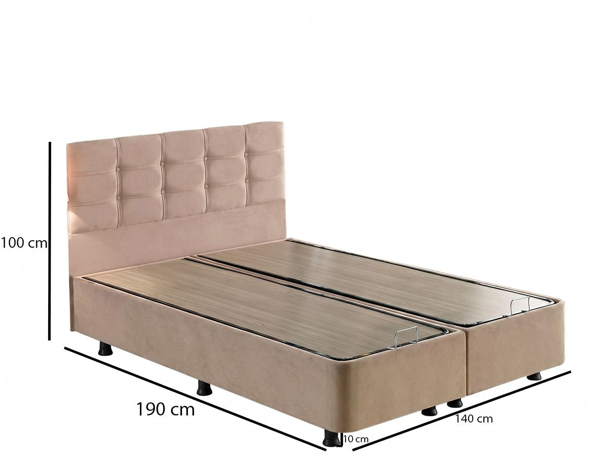 Dupli madrac, baza i uzglavlje, Svijetlo smeđa, Latte - Light Brown (140 x 190)
