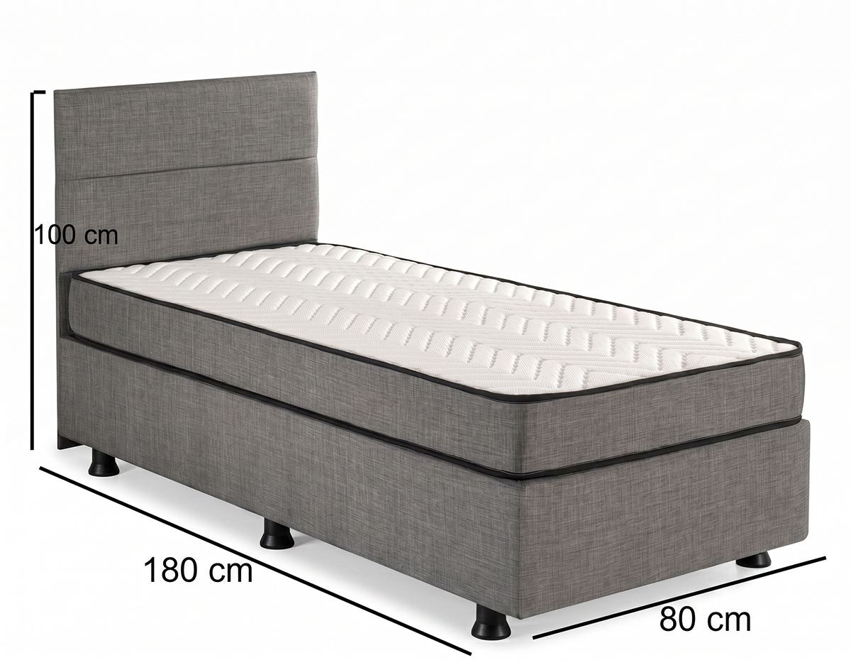 Osnova i uzglavlje kreveta za jednu osobu, Sivo, Silver - Grey (80 x 180)
