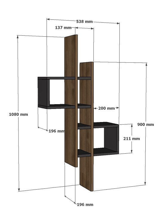 Zidna polica EMSE, Emse - Oak, Anthracite
