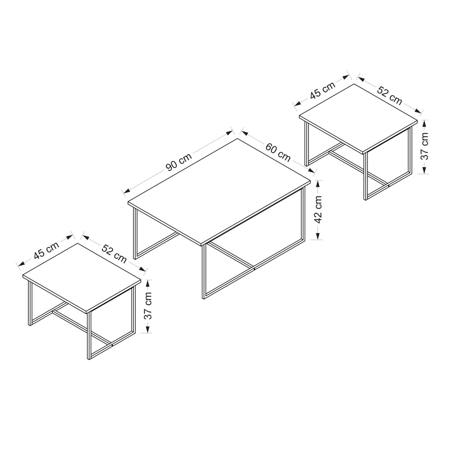 Stol (3 komada), Levada - Walnut