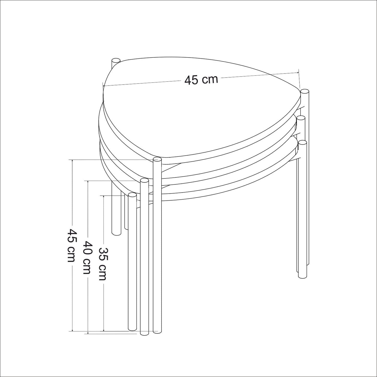 Stol (3 komada), Lenny - Anthracite