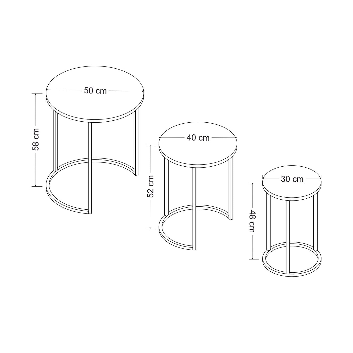 Stol (3 komada), Gloria - Black