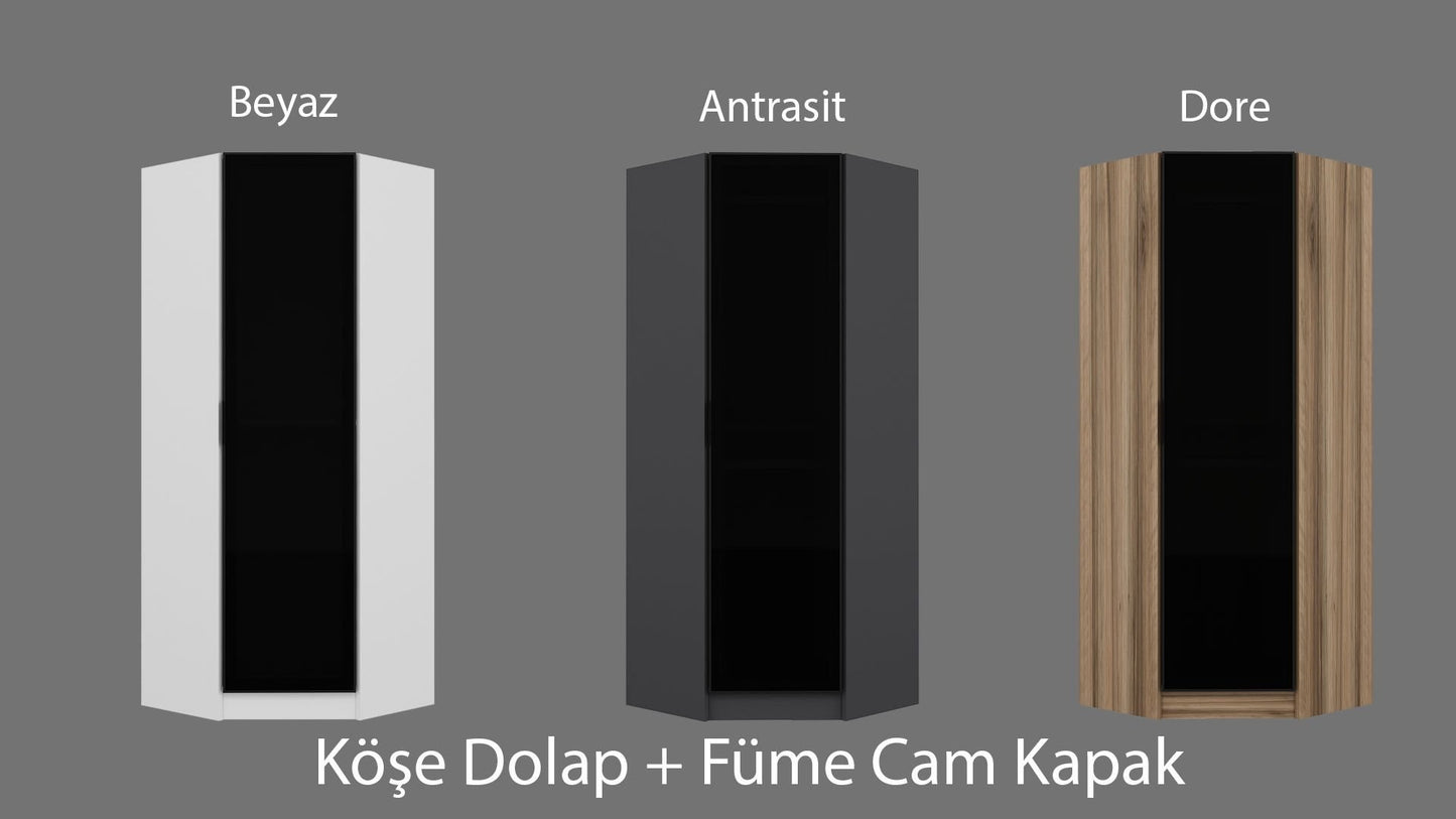 Garderoba, Kale Glass Dark Grey2 - 210