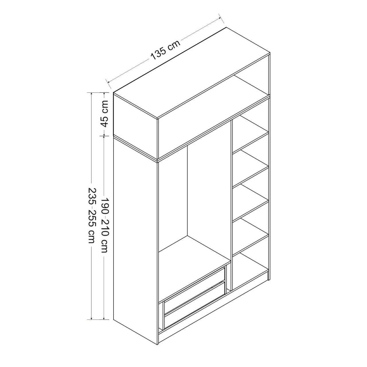 Garderoba, Minar 3 Mebran Kapak 2 Çekmece 255 - White