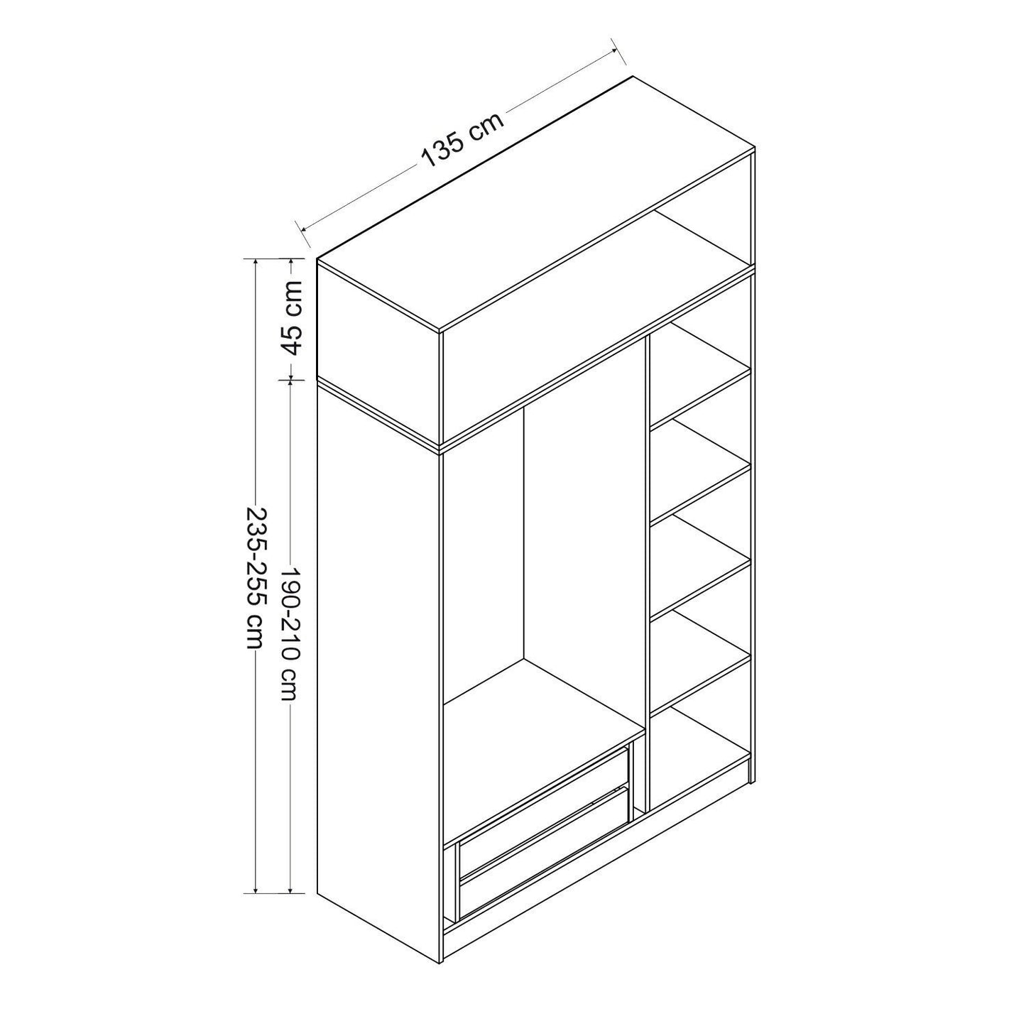 Garderoba, Minar 3 Kapak 2 Çekmece 255 - Dore