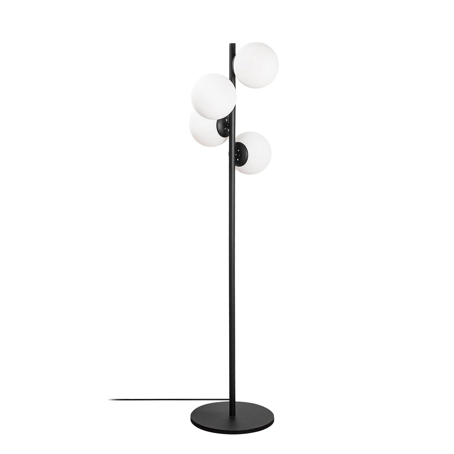 Podna lampa FAZE 115, crna, metal- staklo, 32 x 32 cm, visina 130 cm, promjer kugle 15 cm, duljina kabla 200 cm, 4 X E27 40 W, Faze-NT-115-1