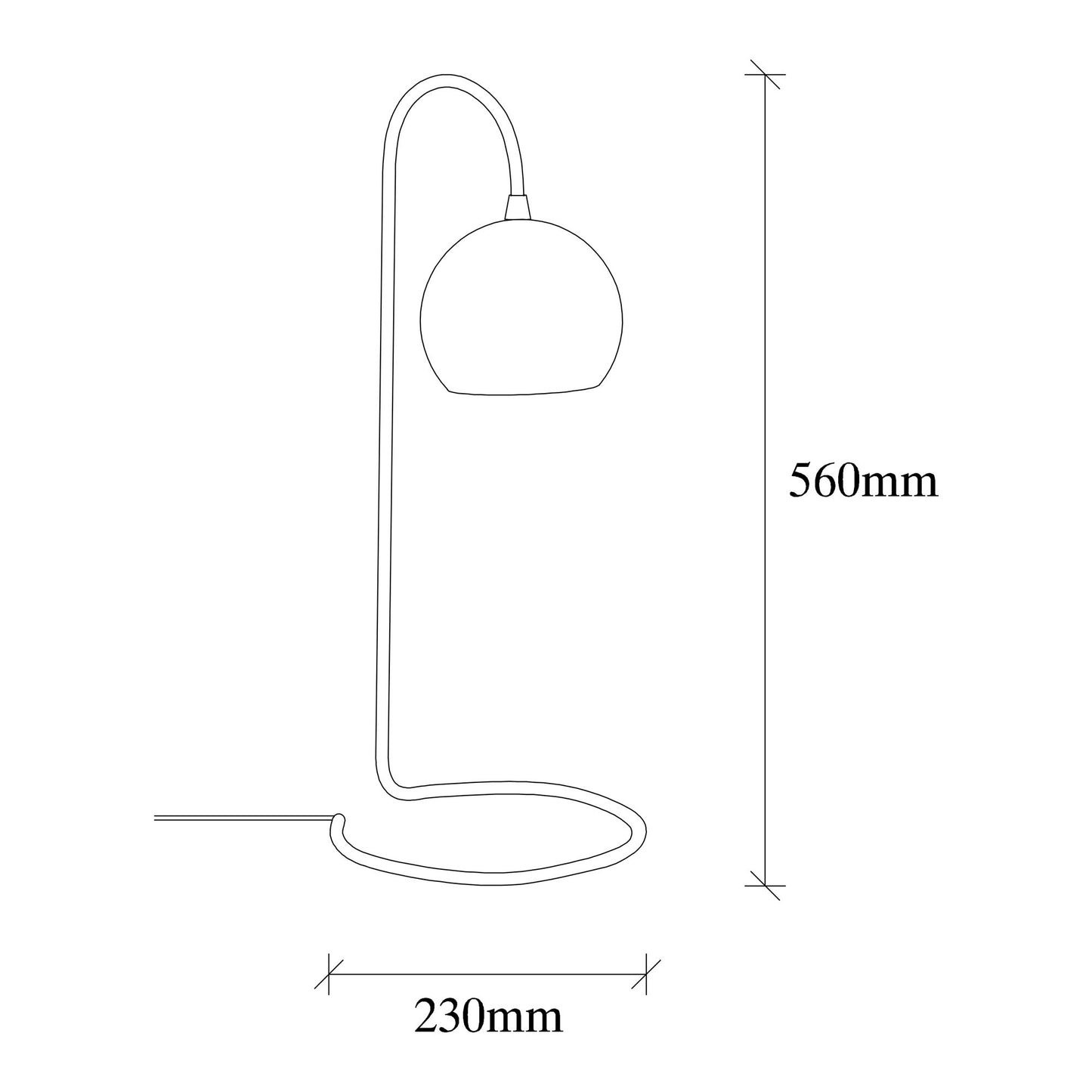 Stolna lampa YILAN, crna, metal, 14 x 23 cm, visina 56 cm, duljina kabla 150 cm, E27 40 W, Yılan - NT - 121
