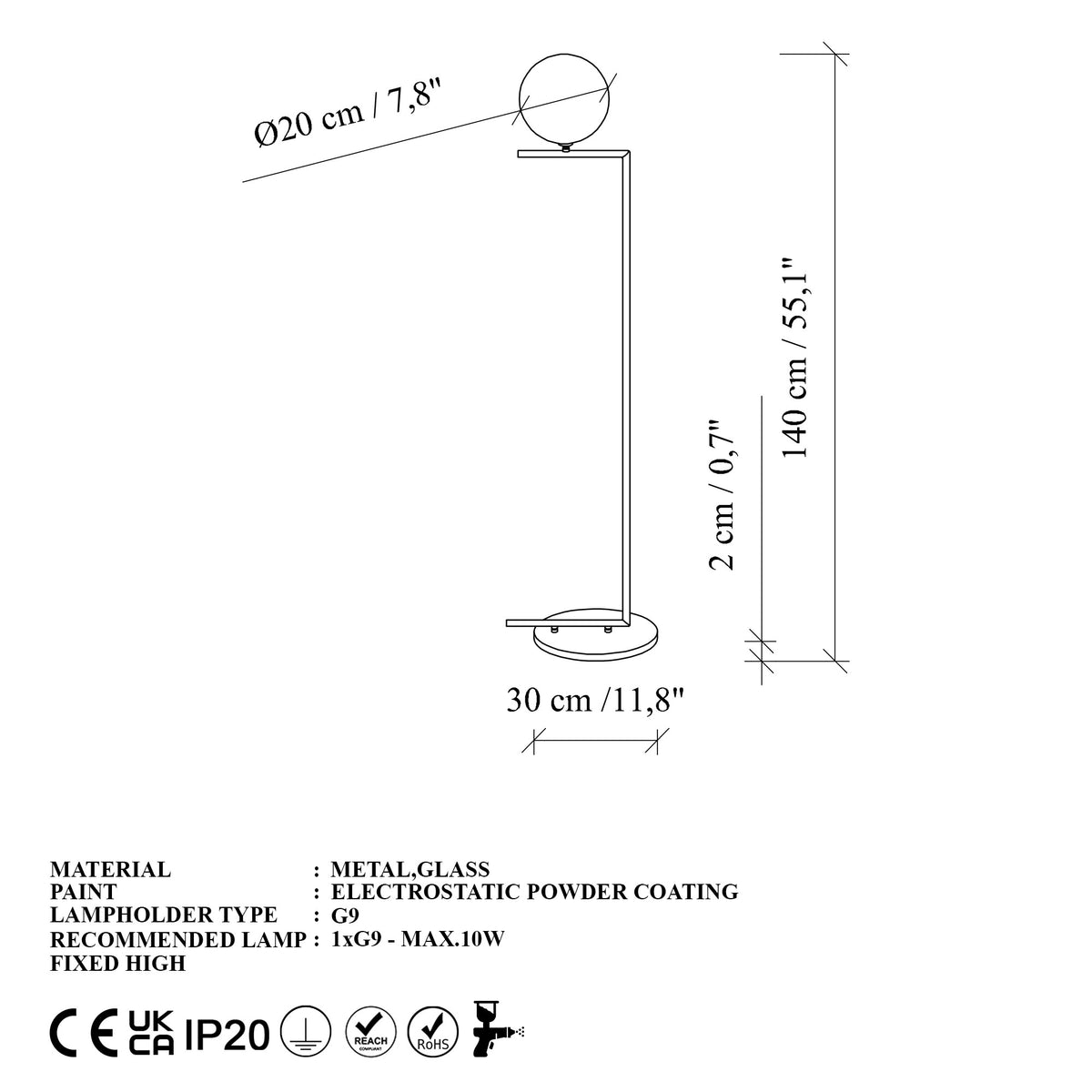 Podna lampa Luminar - 14180