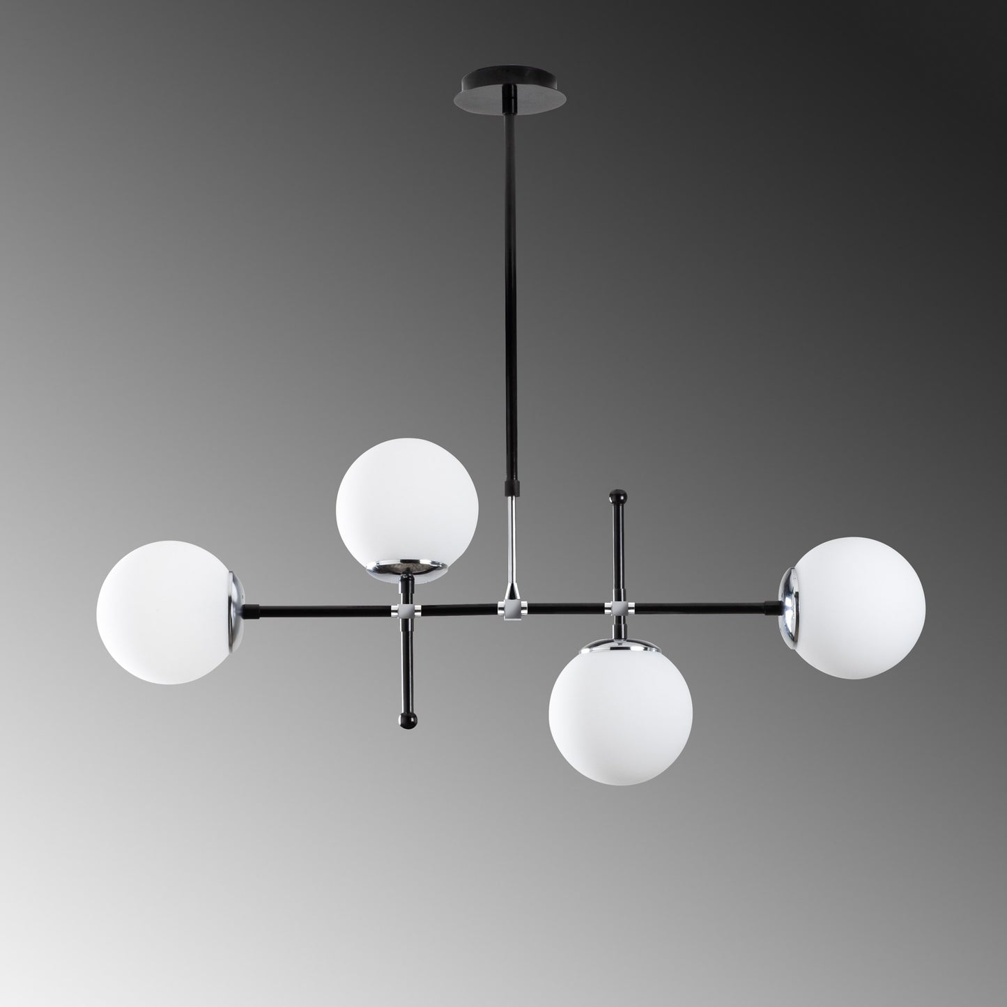 Visilica MY LEGEND 146, crno- bijela, metal, 90 x 15 cm, visina 67-82 cm, duljina kabla 90 cm, podesiva visina, 4 x E27 40 W, My Legend - 145-AV2