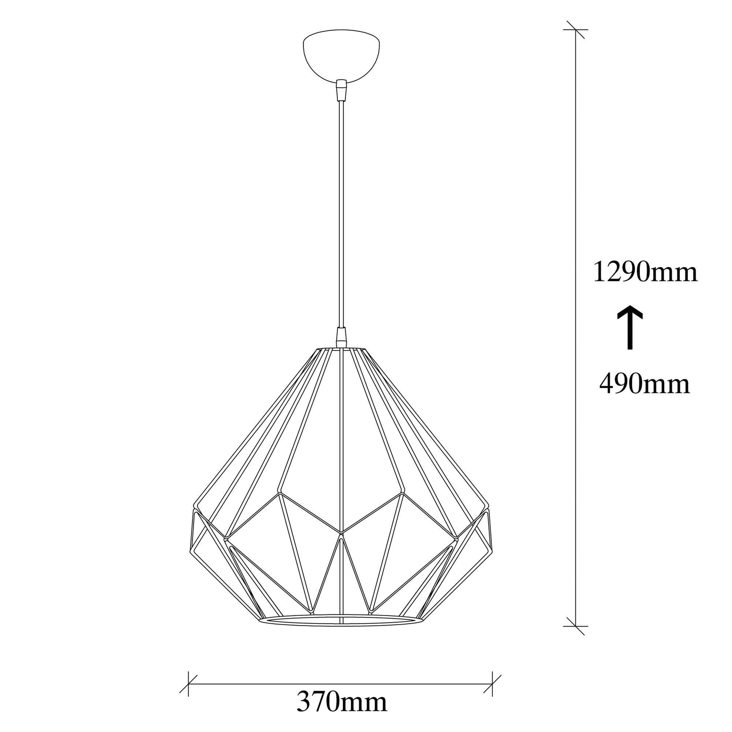 Vislica DIAMOND 73, crna, metal, promjer 37 cm, visina 129 cm, podesiva visina, E27 40 W, Diamond - 703-S