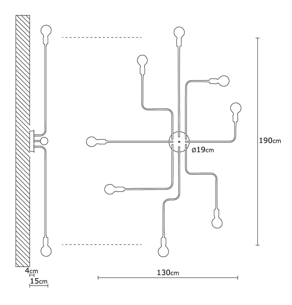 Stropna lampa TRUVA metalna crna, promjer 140 cm, visina 15 cm, E27 40 W, Truva - N-697