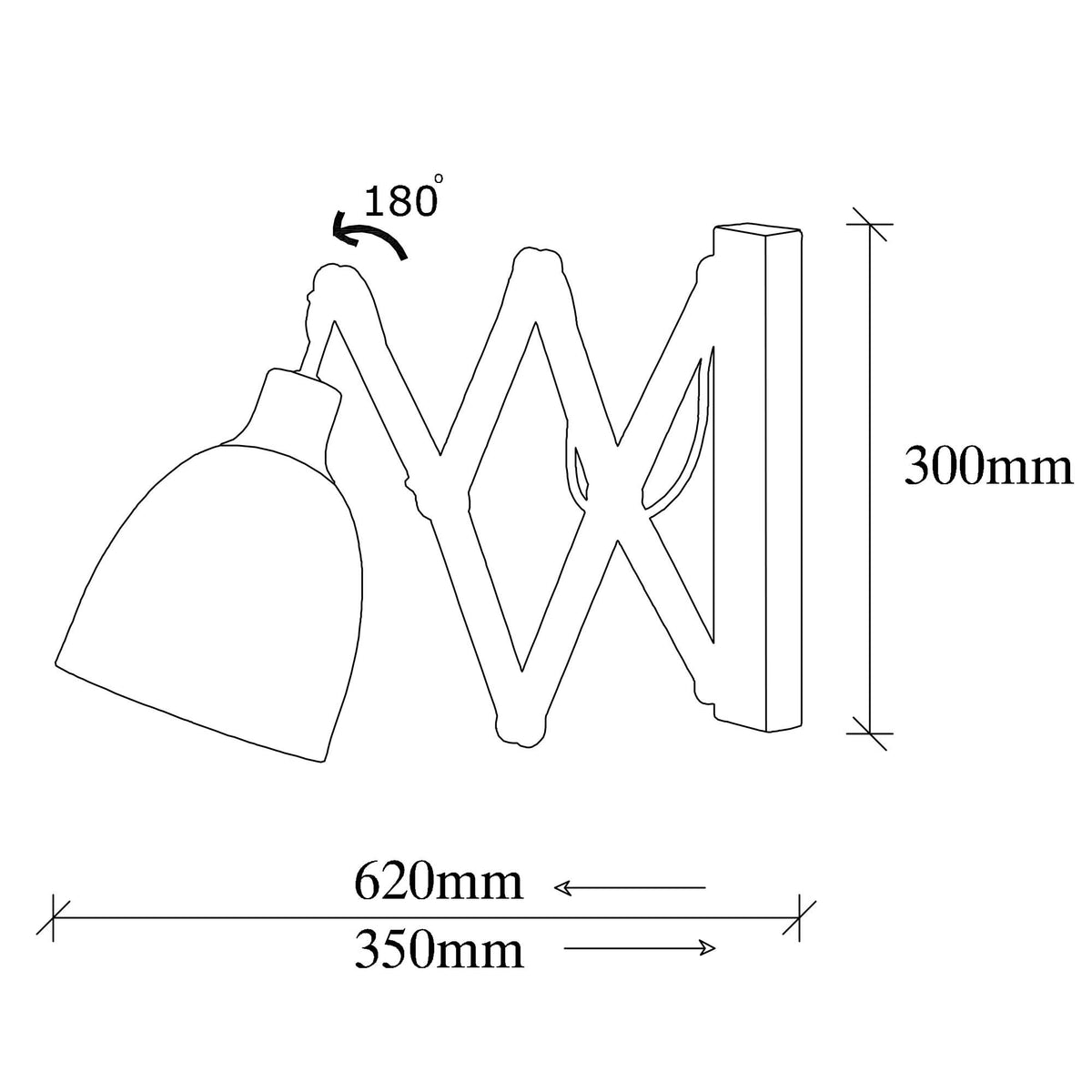 Zidna lampa STRECH 15 x ( 35 -62) cm, podesiva, E27 40 W, Sivani - MR - 725