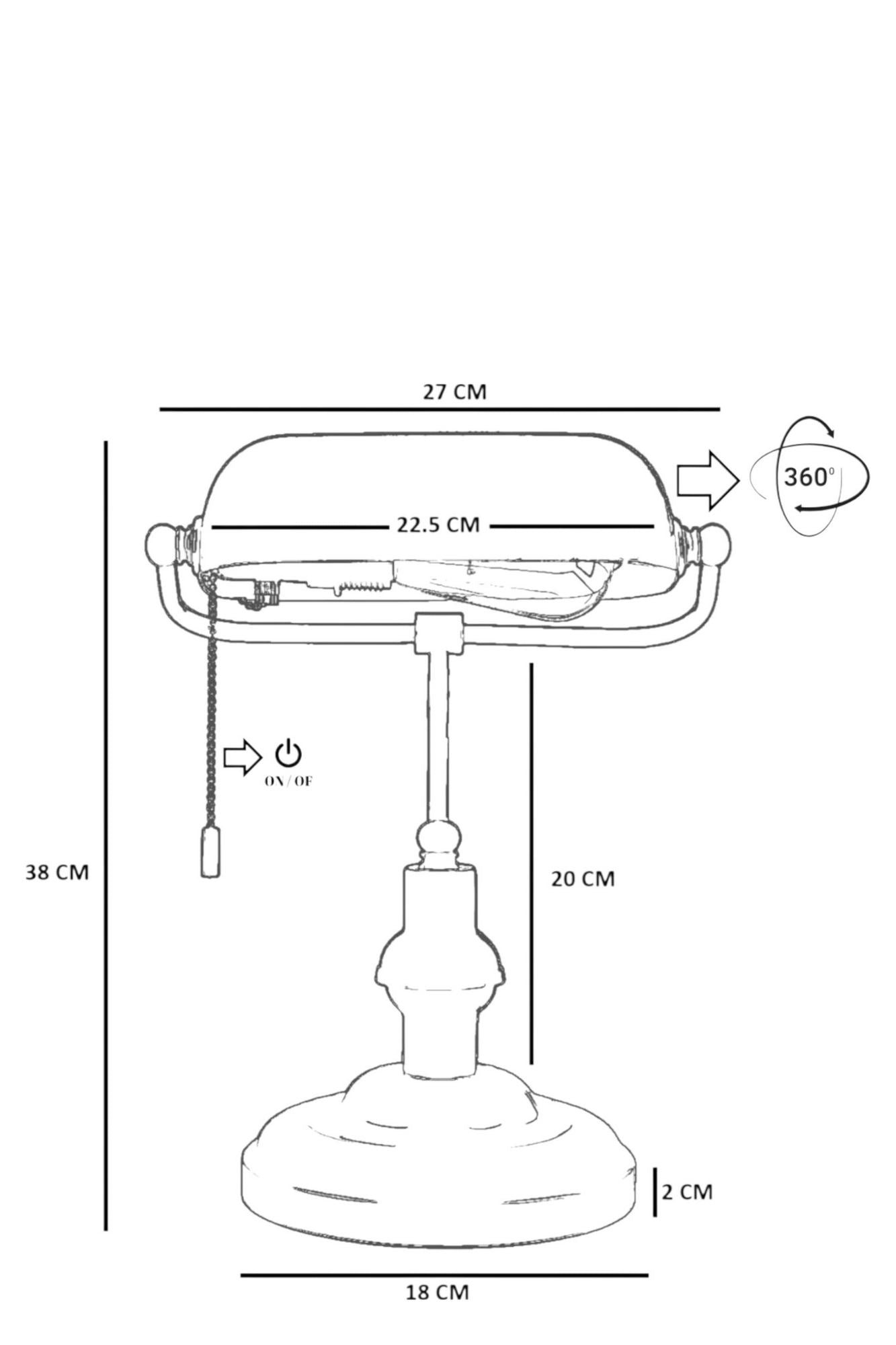 Stolna lampa 675, bijela, crna