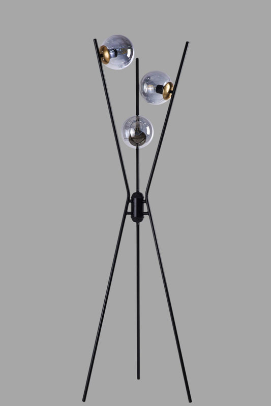Podna lampa 904, crna, zlatna, siva