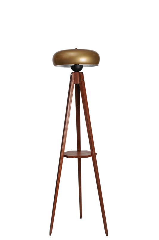 Podna lampa 275, zlatna, orah