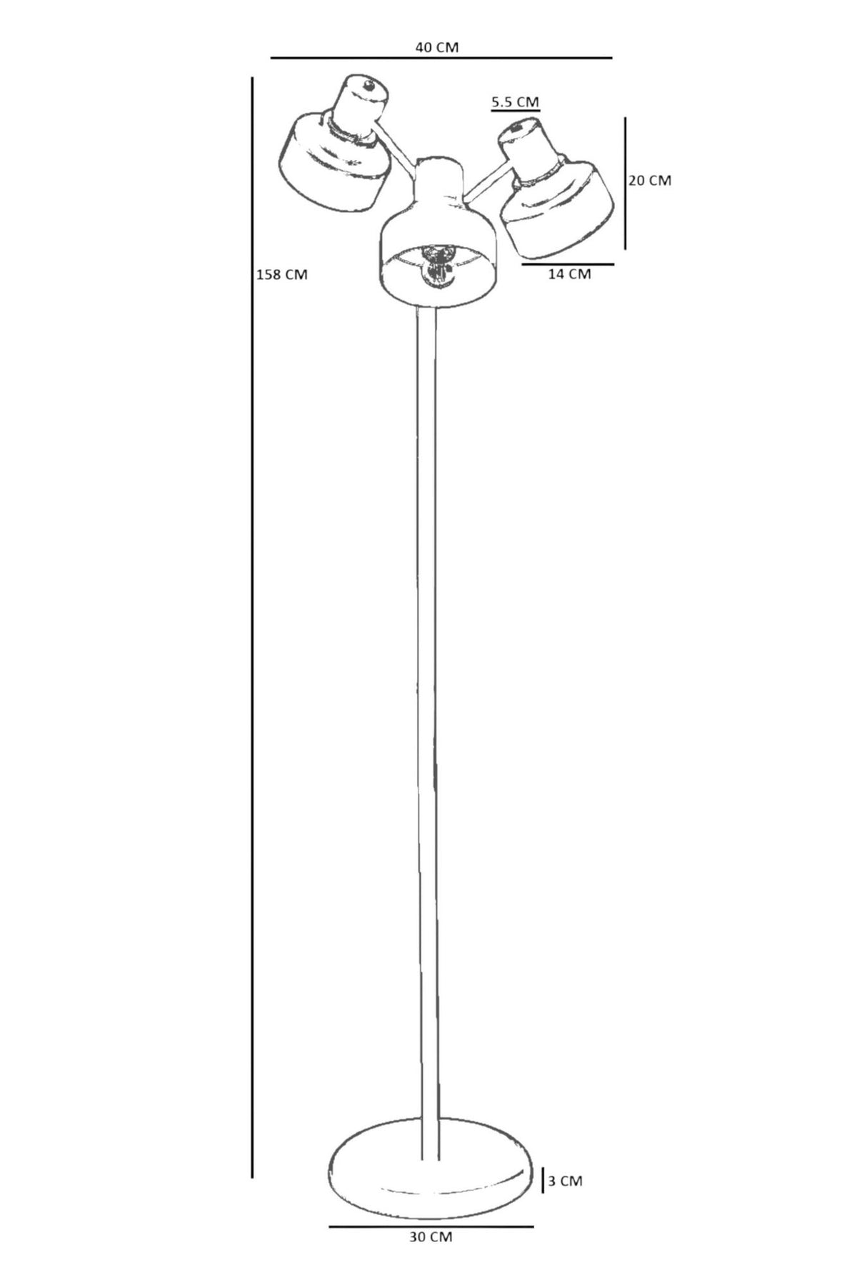 Podna lampa 128, crna