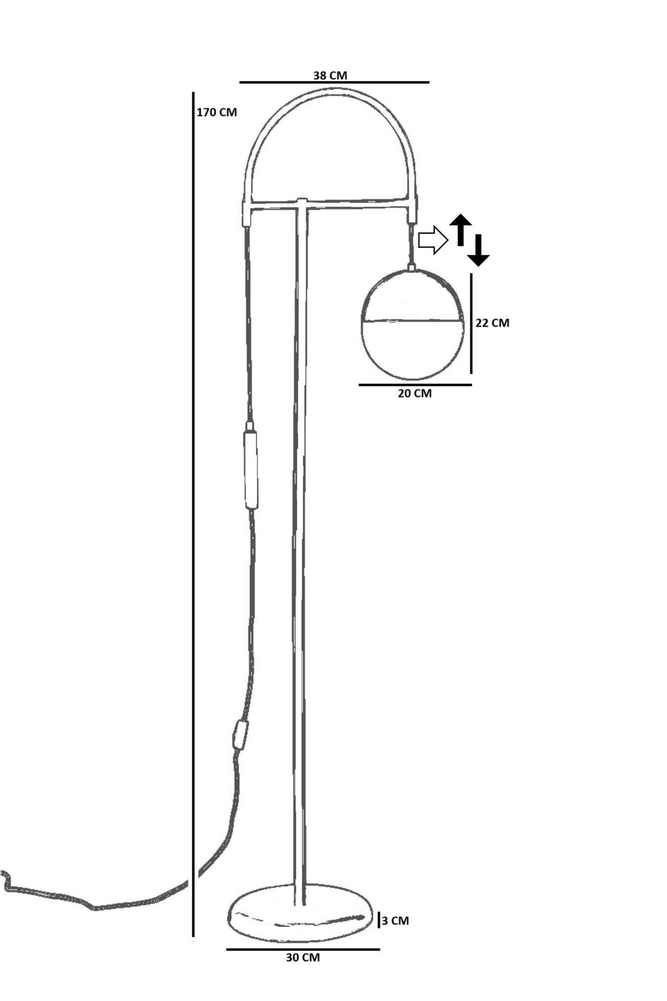 Podna lampa 876, bijela, crna