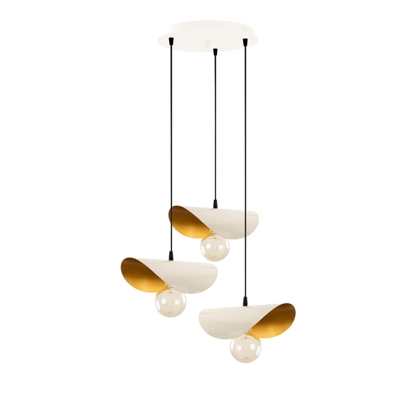 Vislica SIVANI 2 bijelo- zlatno, metal, promjer 45 cm, visina 106 cm, sjenila 30 x 10 cm., 3 x E27 40 W, Sivani - MR - 964