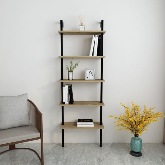 Polica za knjige, Piante - Walnut, Black