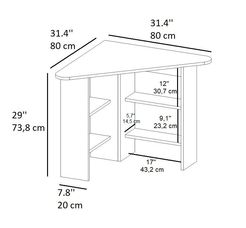 Studijski stol, Corner - Walnut