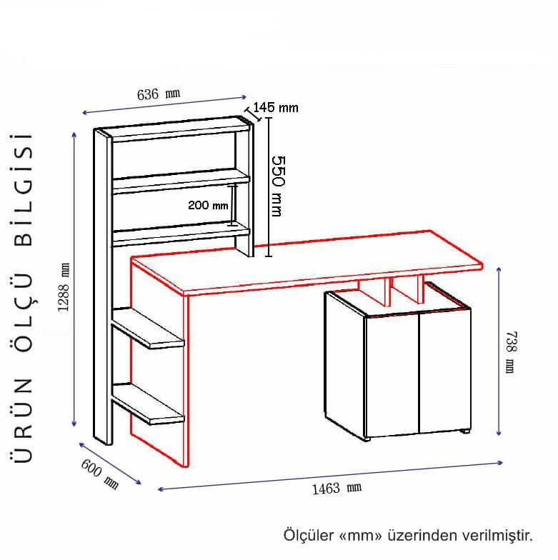 Studijski stol, Melis - Walnut, Anthracite