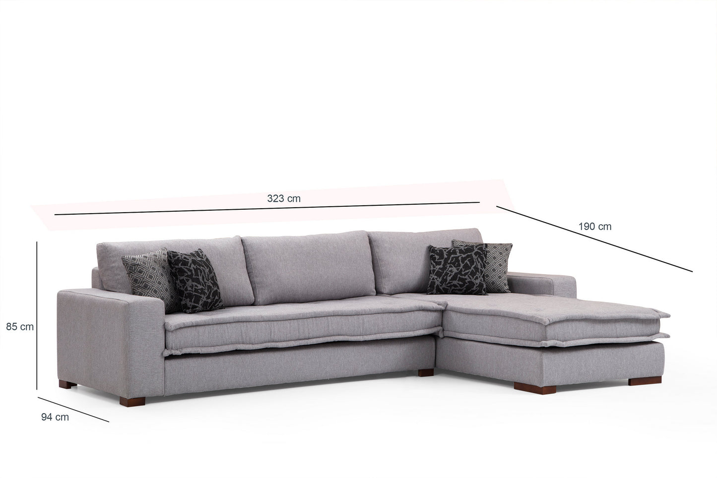 Kutna garnitura, LENA, lijeva, siva, Lena Corner Right ( L3+Chl ) - Light Grey