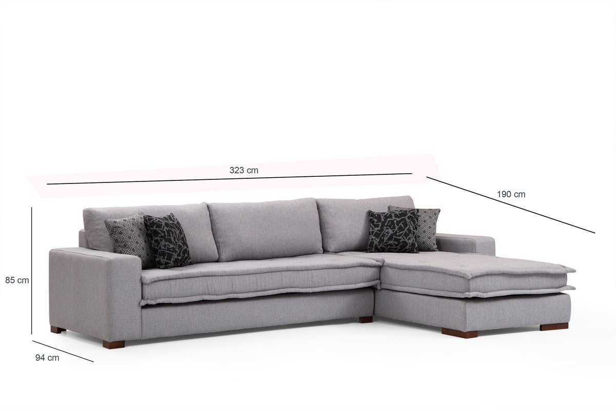 Kutna garnitura, LENA, lijeva, siva, Lena Corner Right ( L3+Chl ) - Light Grey