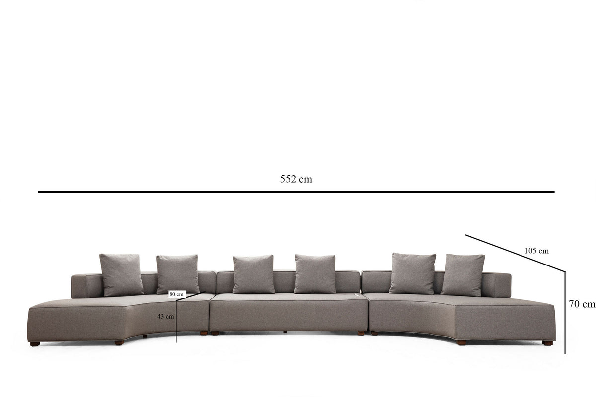 Kutna garnitura GONDOL-3, siva, Gondol-3 (CHL-SOL-O3-CHL-SAĞ) - Grey