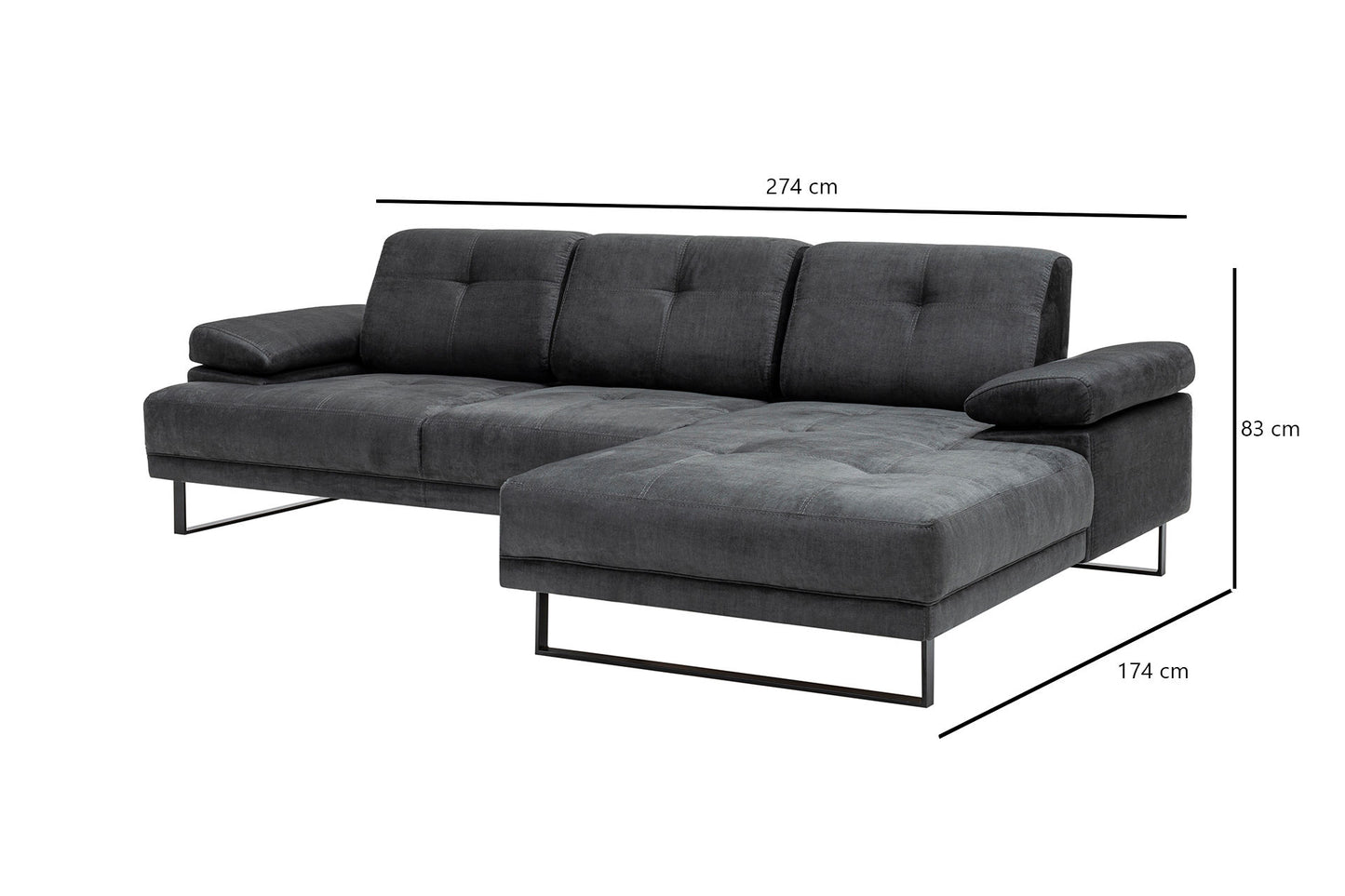 Kutna garnitura, Antracit, Mustang Small Right - Anthracite