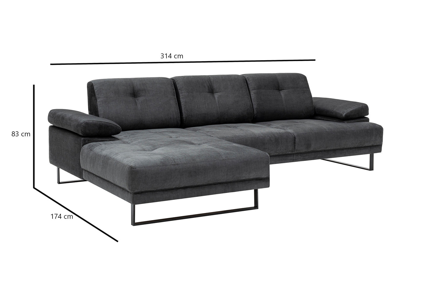 Kutna garnitura, Antracit, Mustang Large Left - Anthracite