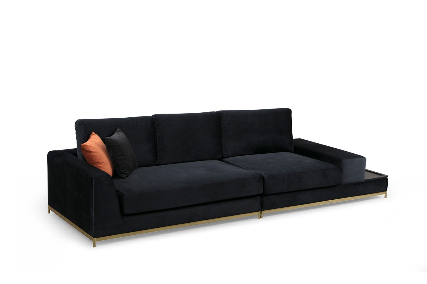 Četverosjed, LINE s integriranim stolićem, crni, Line With Side Table - Black