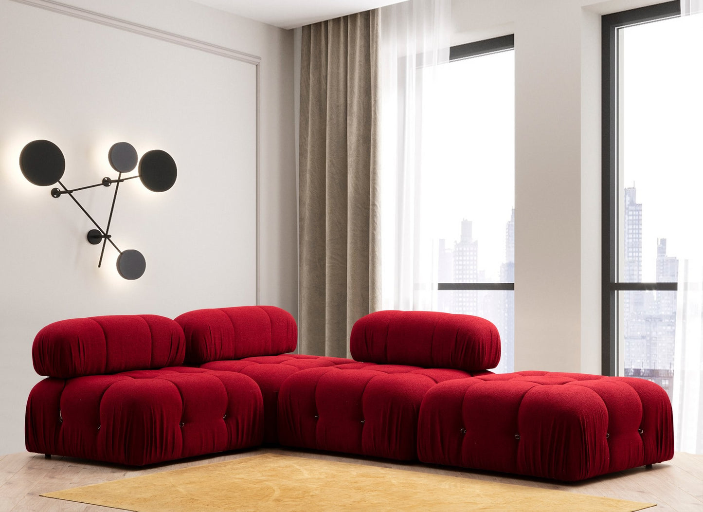 Tabure, Crvena, Bubble Pouffe - Red