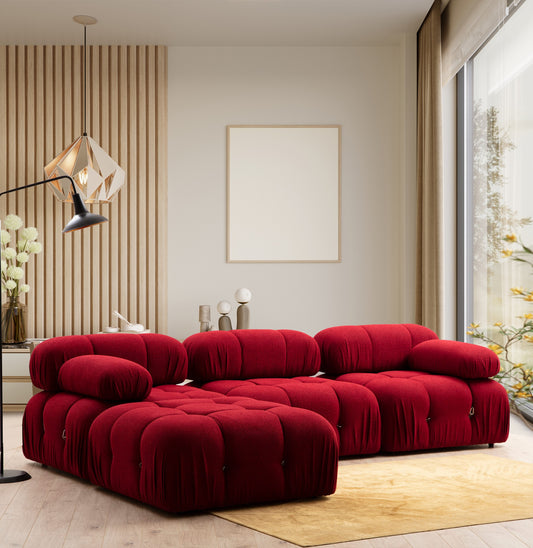 Kutna garnitura, Crvena, Bubble Corner ( L1-O1-1R -Puf) - Red