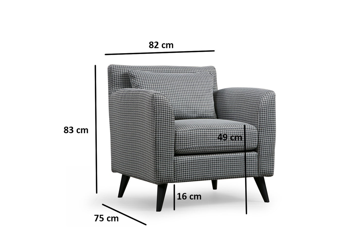 Fotelja, Crno Bijela, Nordic Armchair - Patterned