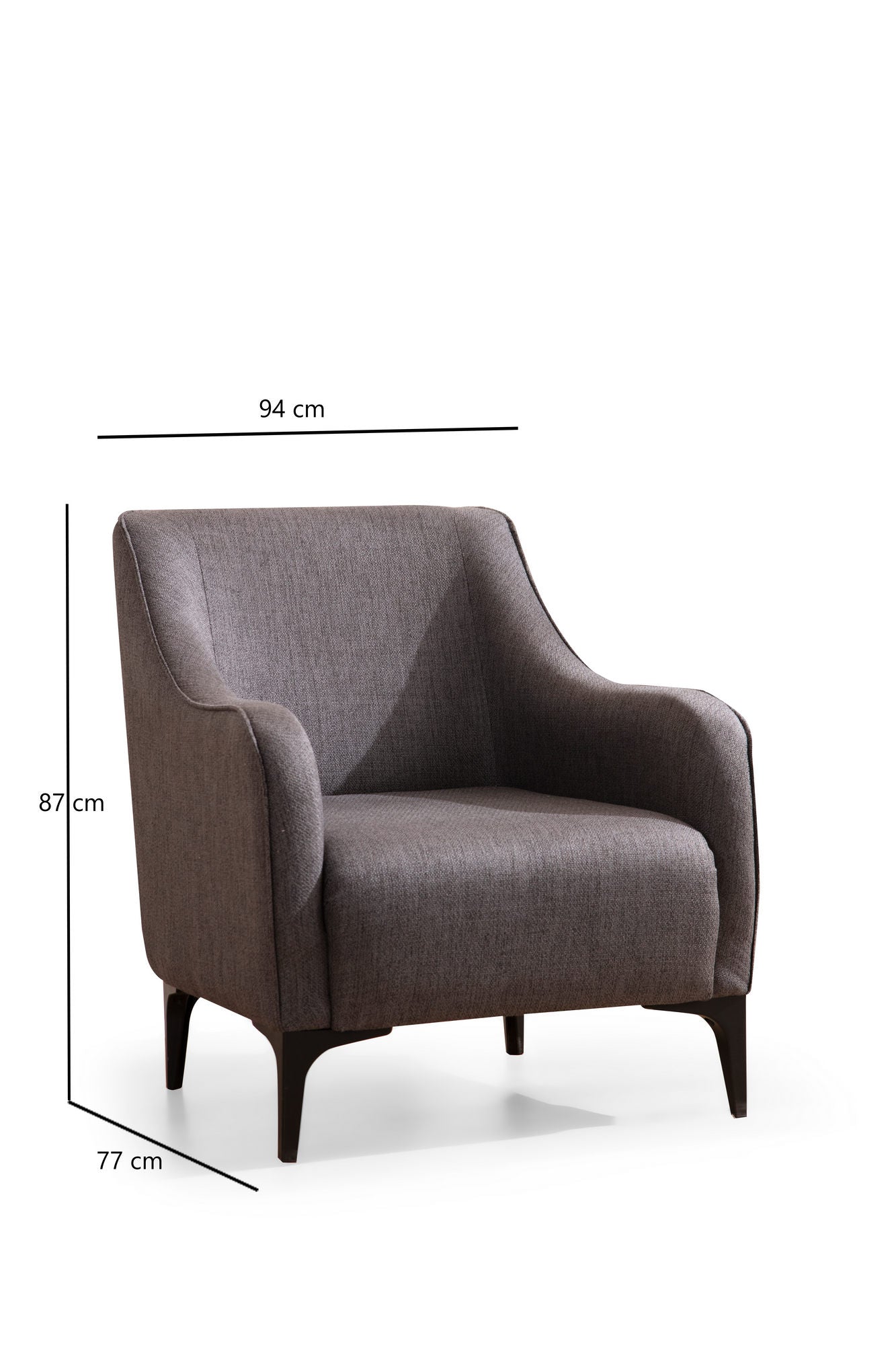 Fotelja, Tamno siva, Belissimo - Dark Grey