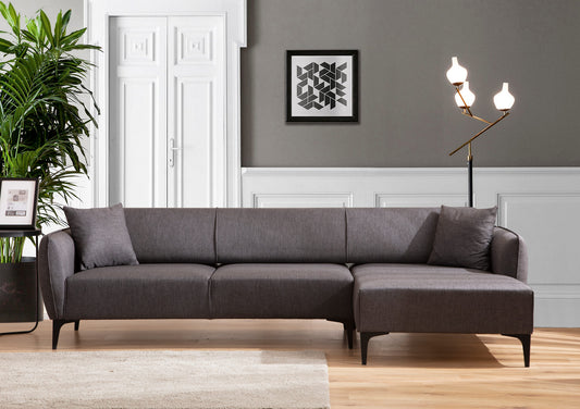 Kutna garnitura, Tamno siva, Belissimo Right - Dark Grey
