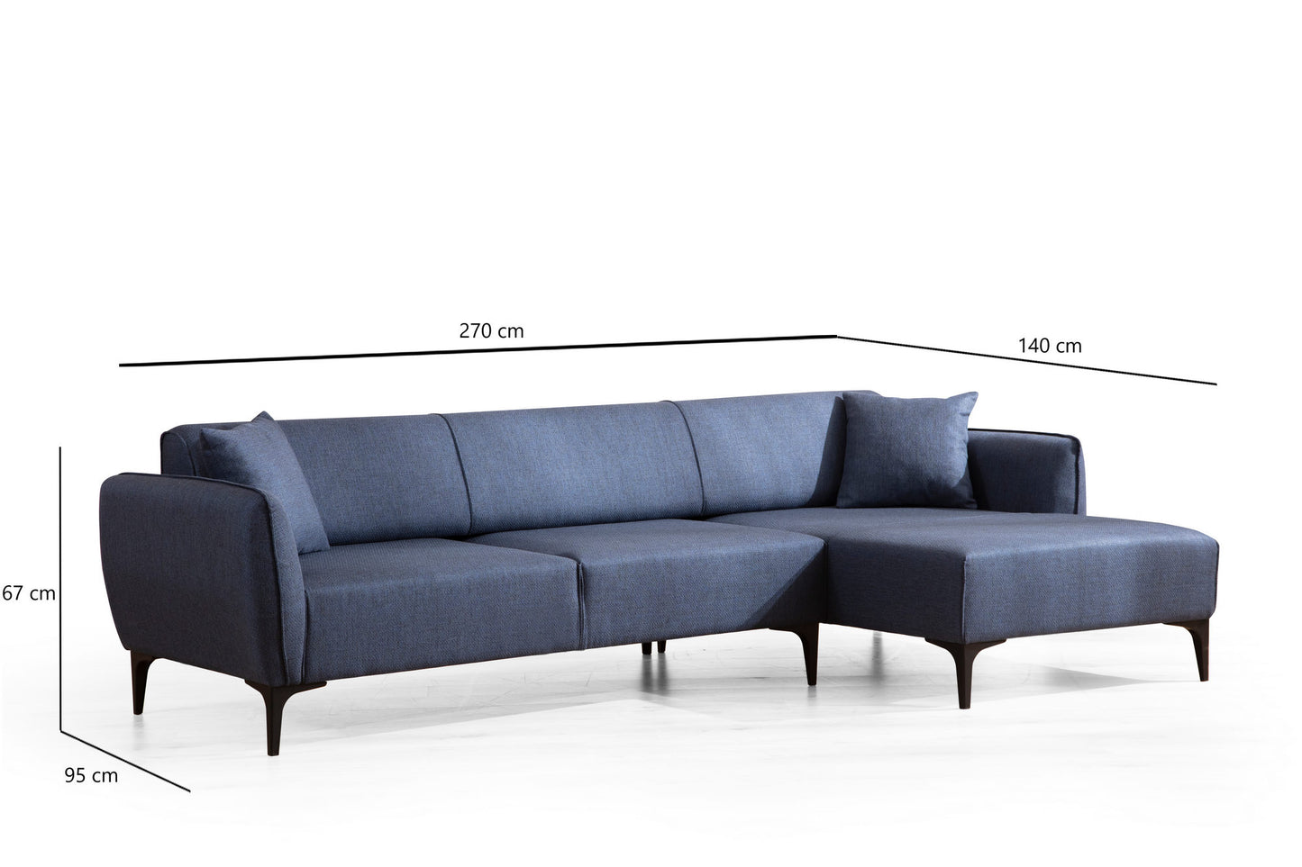 Kutna garnitura, Plava, Belissimo Right - Blue