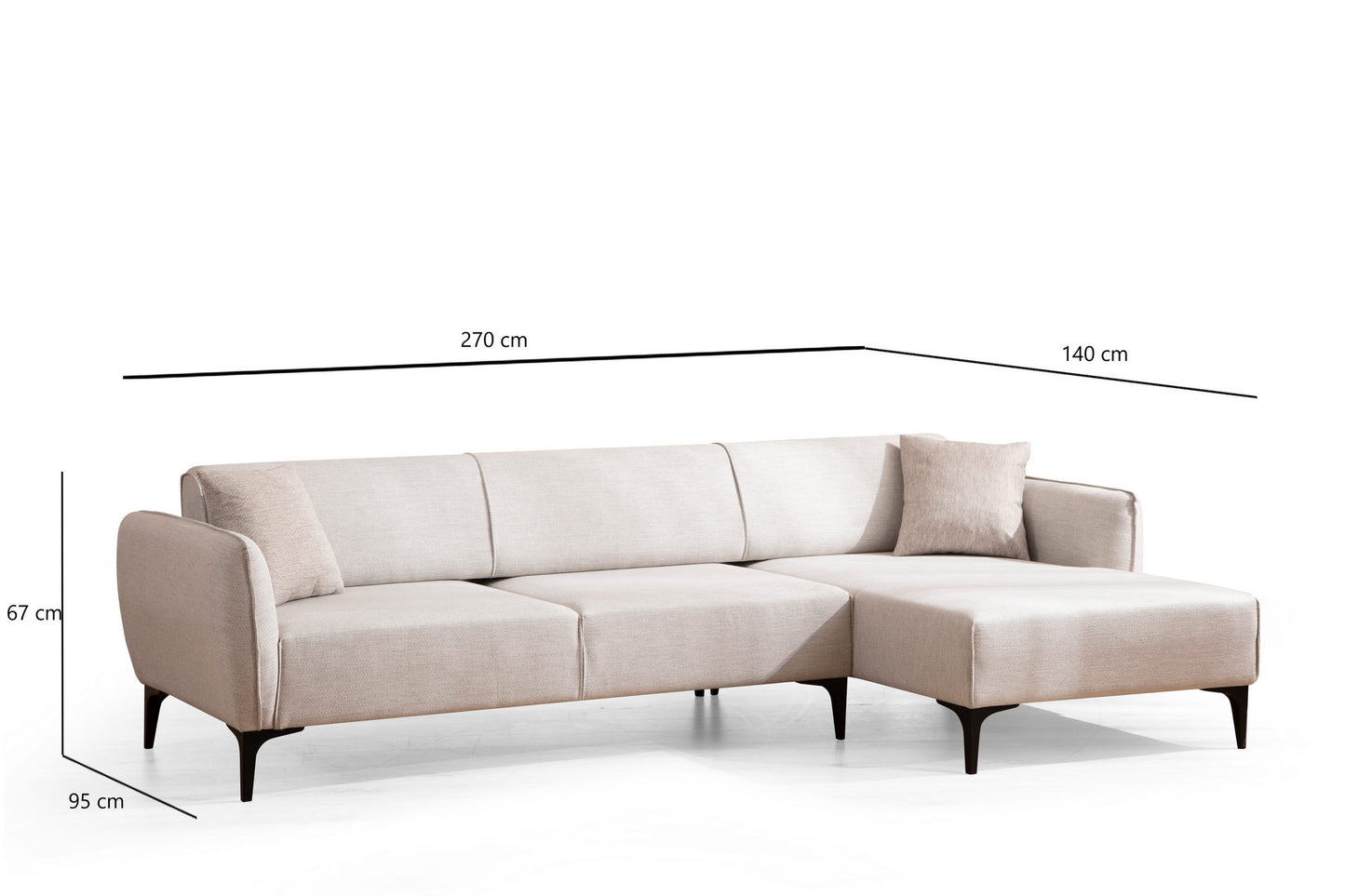 Kutna garnitura, Bijela, Belissimo Right - Off White