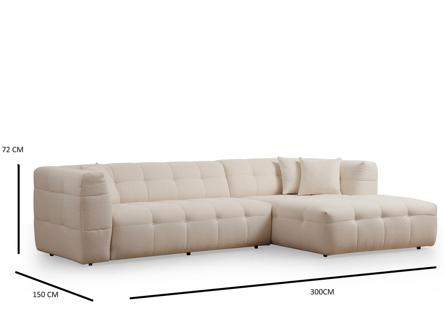 Kutna garnitura Cady 3 Seater desni - bež