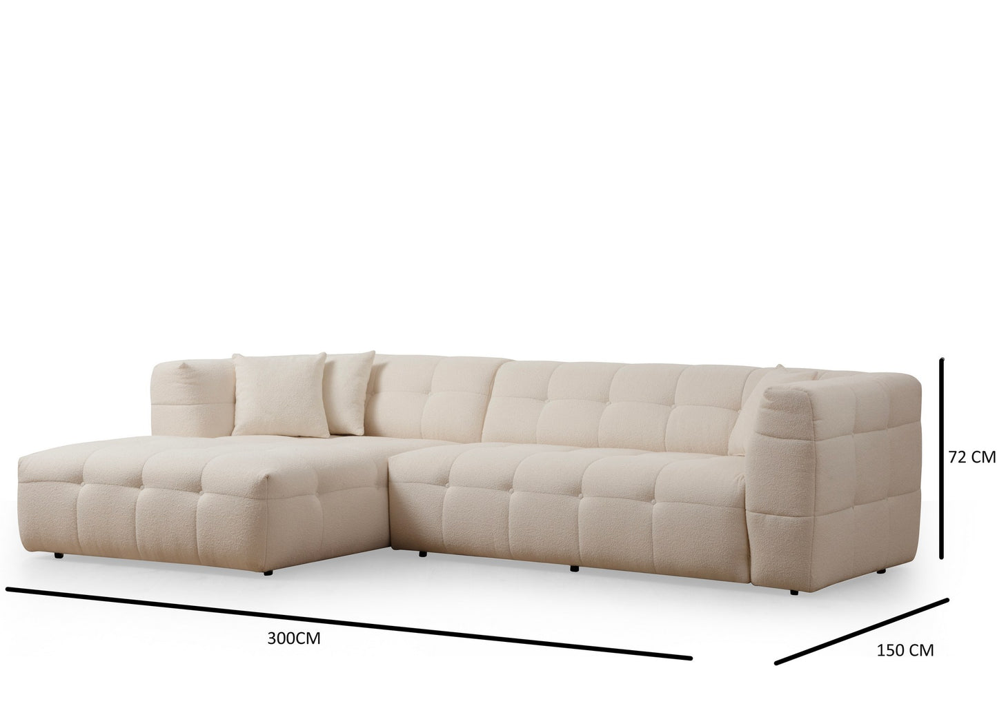 Kutna garnitura Cady 3 Seater lijevi - bež