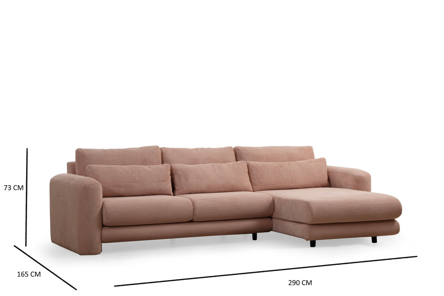 Kutna garnitura Lily Corner desni ružičasta