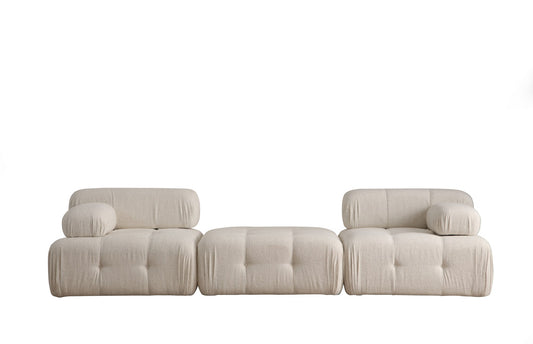 Trosjed Doblo 3 Seater ( L1-Pouffe-1R) - Cream Bouclette