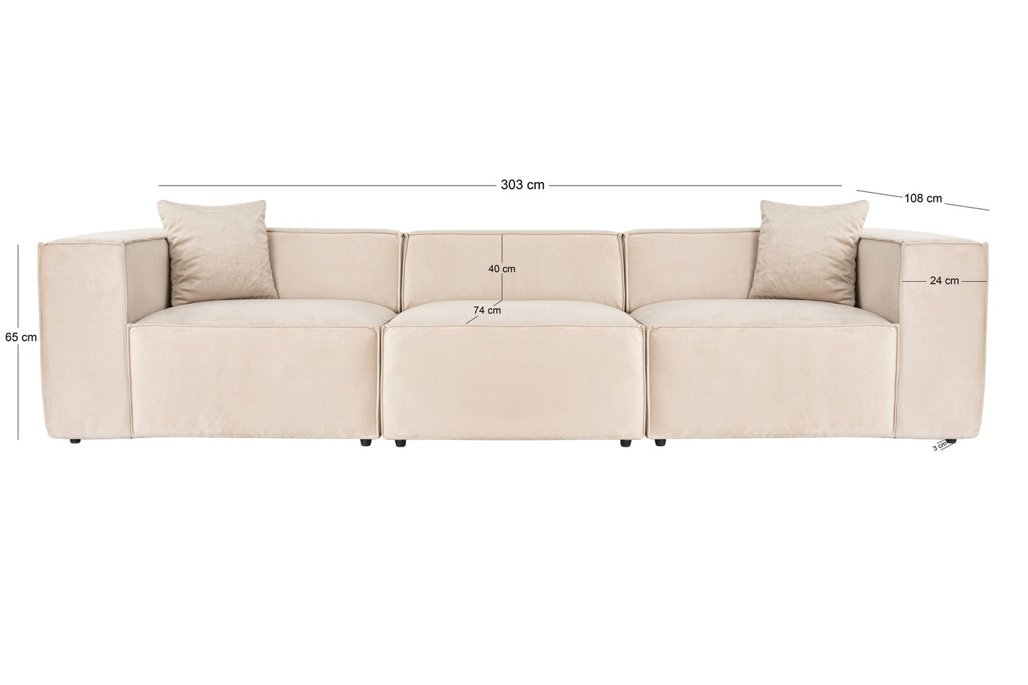 Trosjed, Lora 3 Seater - Cream