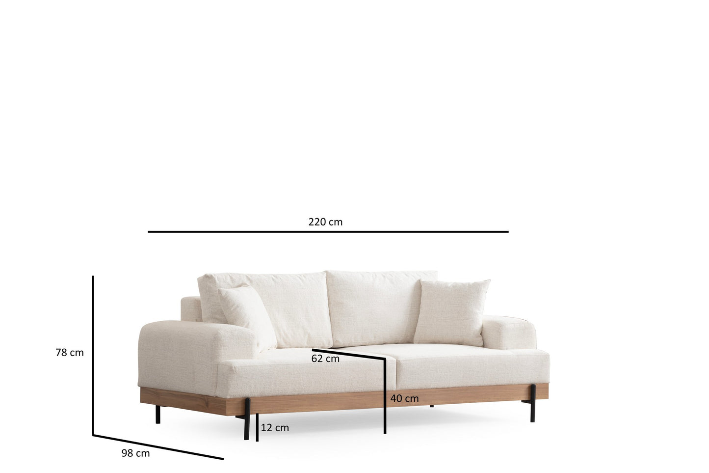 Trosjed, Eti Oak 3 Seater - White