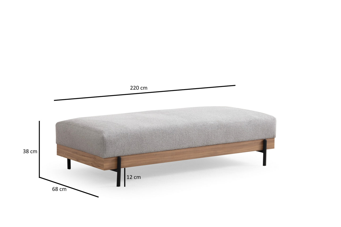 Tabure, Eti Oak Pouffe - Grey