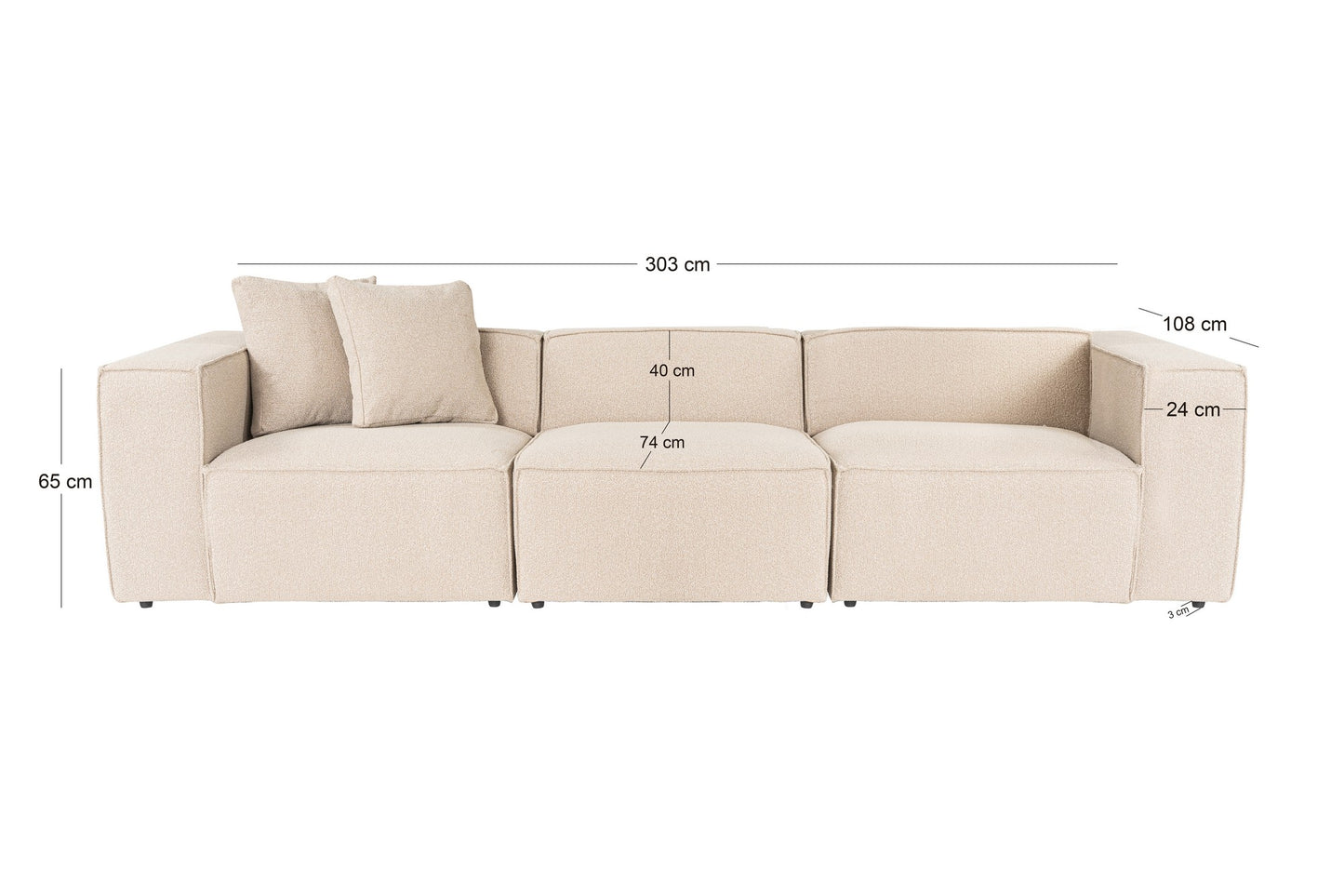 Trosjed, Lora 3 Seater - Peach