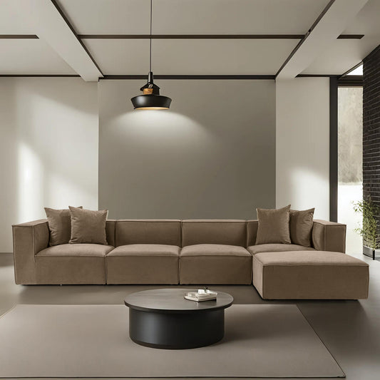 Kutna garnitura Sora (L1-O1-O1-1R-POUFFE ) - smeđa