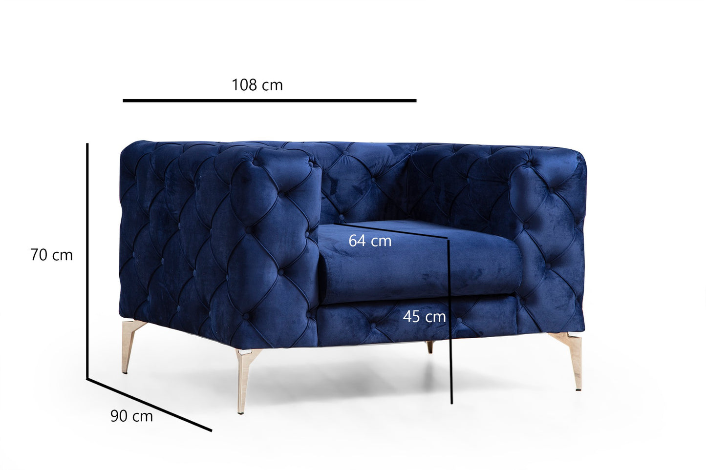 Fotelja, Mornarsko plava, Como - Navy Blue