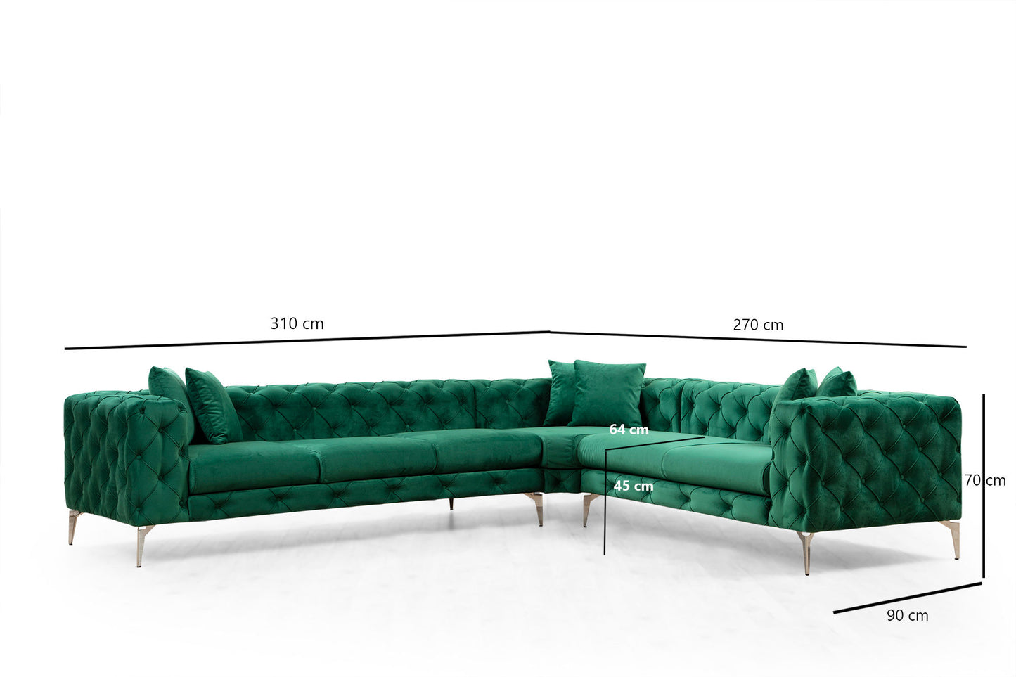 Kutna garnitura, zelena, Como Left - Green