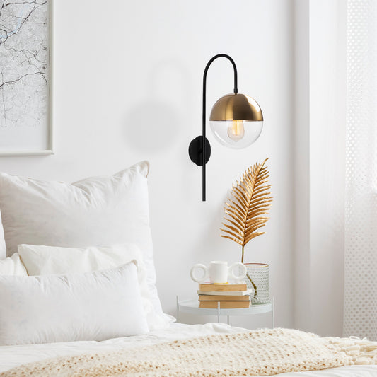 Zidna lampa BASTOS 3055, crna - vintage, metal-s taklo, 20 x 31 cm, visina 57 cm, promjer kugle 15 cm, E27 40 W, Bastos - 3055